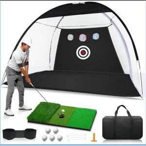 Golf Net: 10 x 7ft Golf Hitting Practice Net for Backyard Driving,